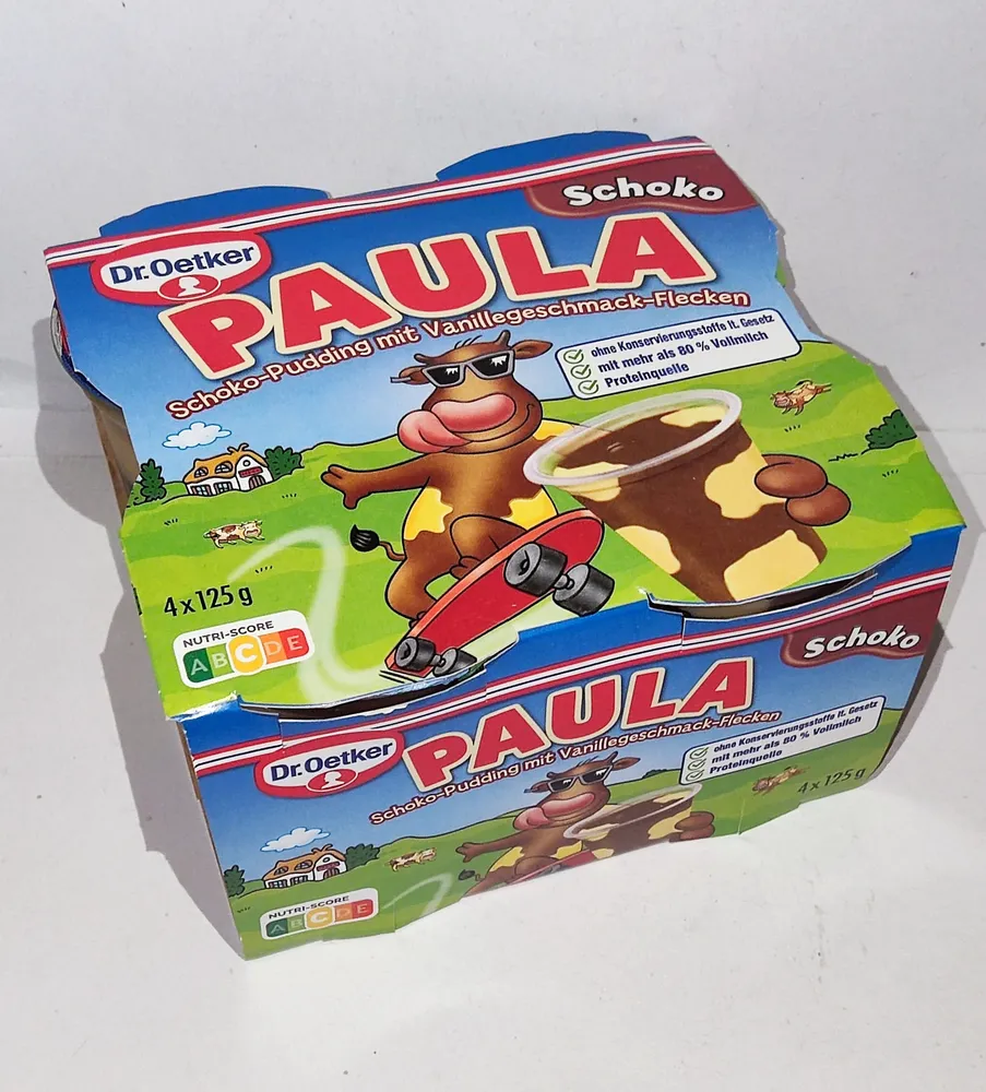 Paula Schoko mit Flecken Vanillegeschmack
