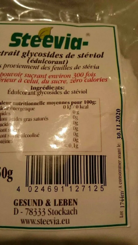 Extrait glycosides de stéviol