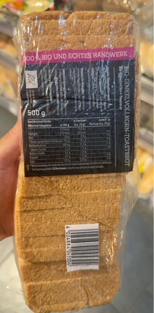 Herzberger Bio Dinkelvollkorn Toastbrot 4024884045304