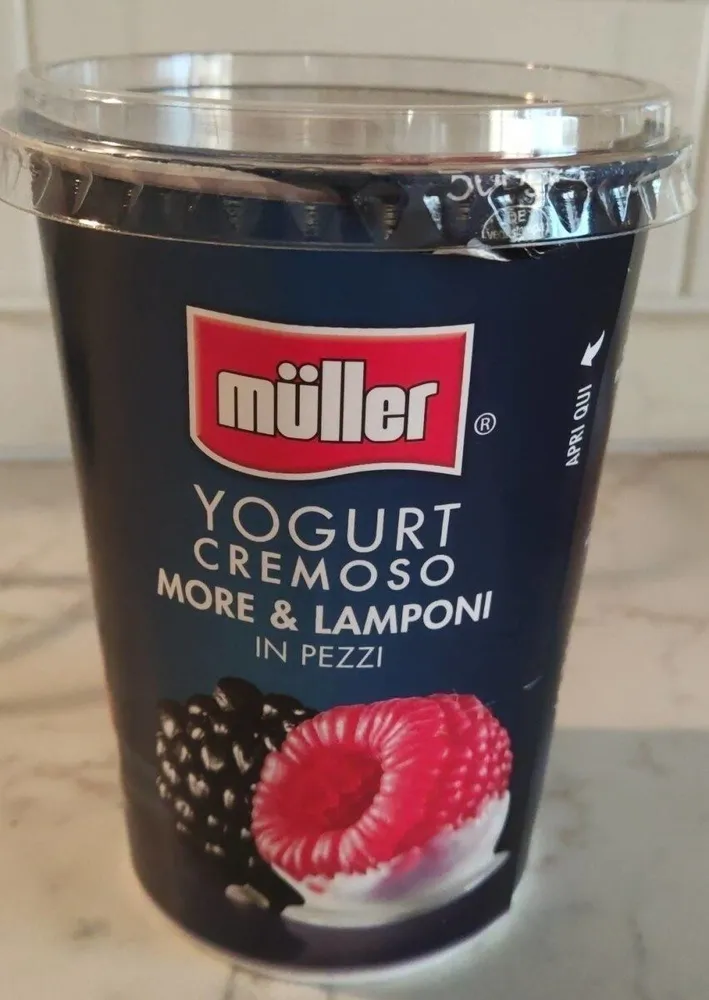 Yogurt cremoso more e lamponi