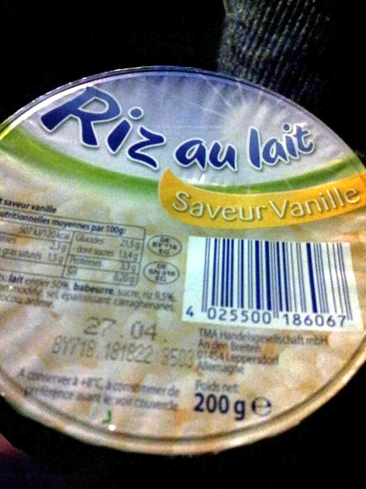 Riz au lait saveur vanille