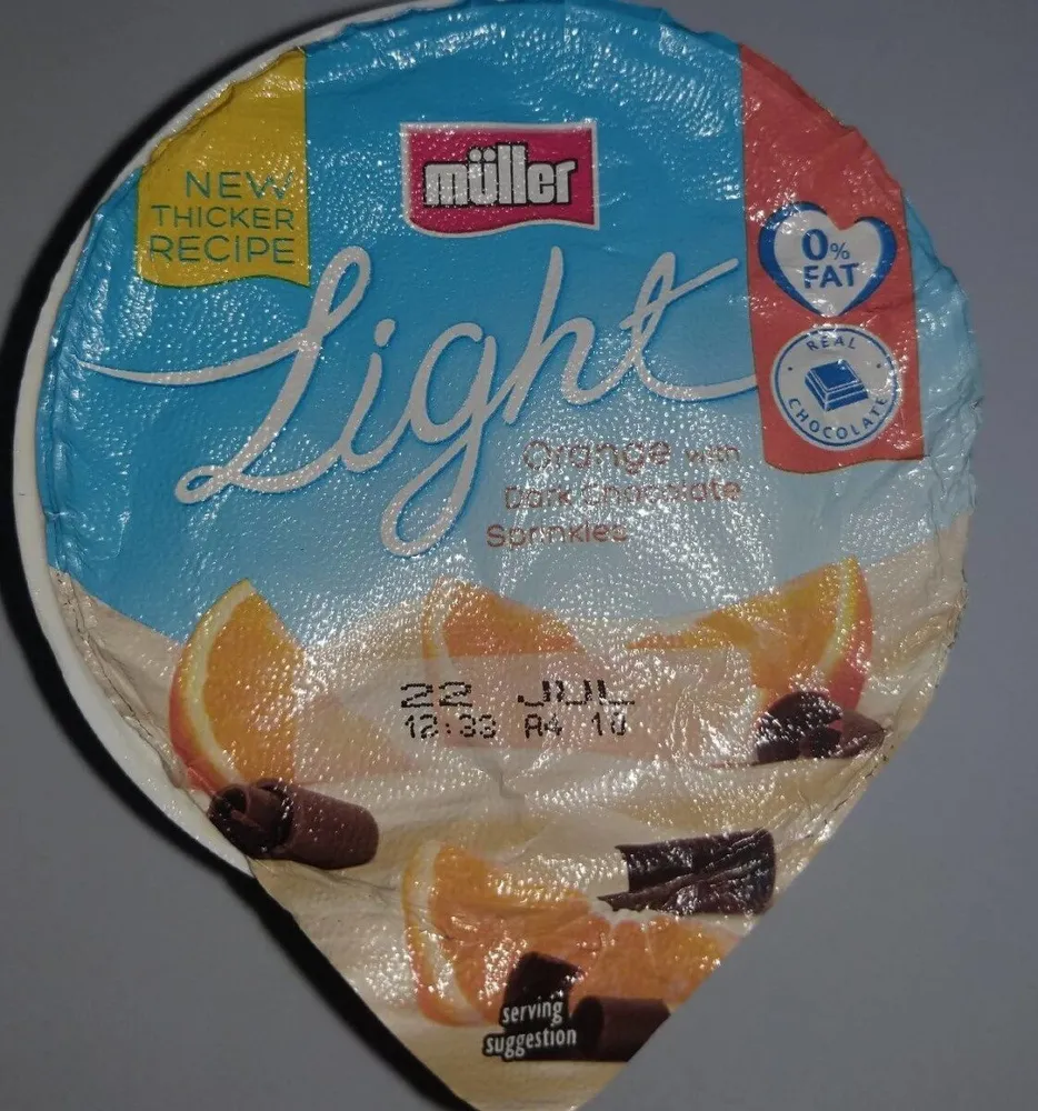 Müller light - orange with dark chocolate sprinkles