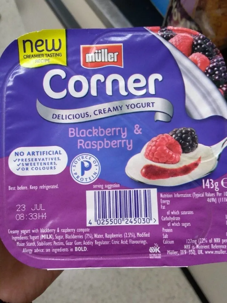 Corner creamy yogourt Blackberry & raspberry