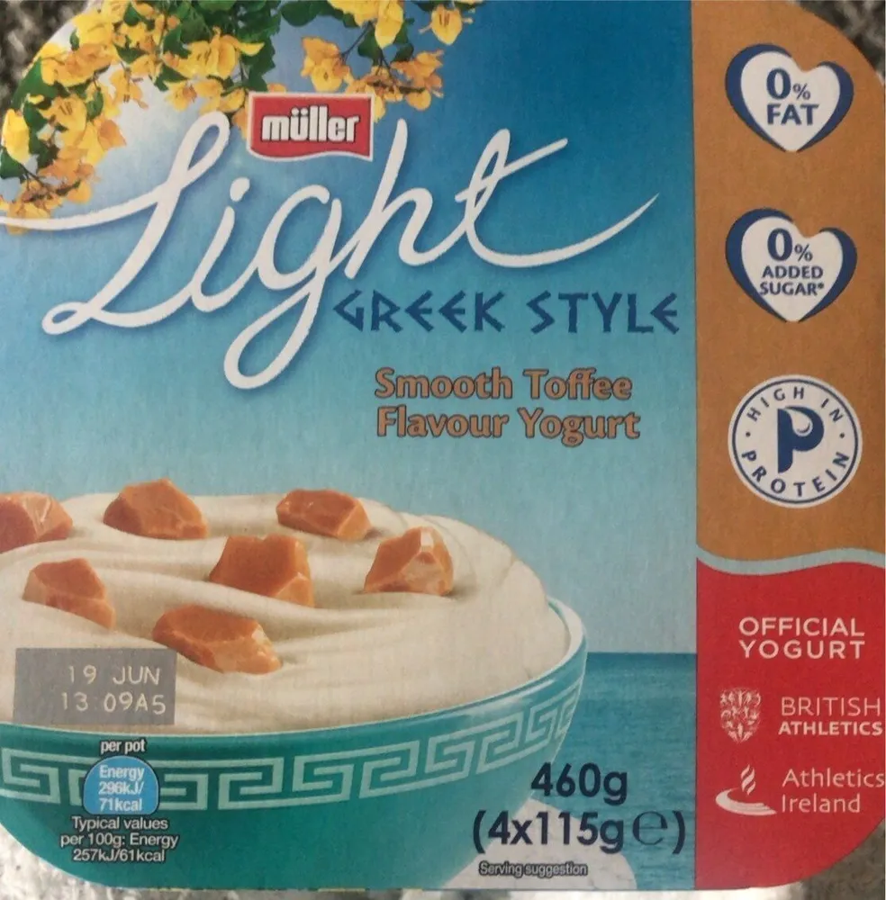 Muller Light Greek Style Smooth Toffee Flavour Yogurt