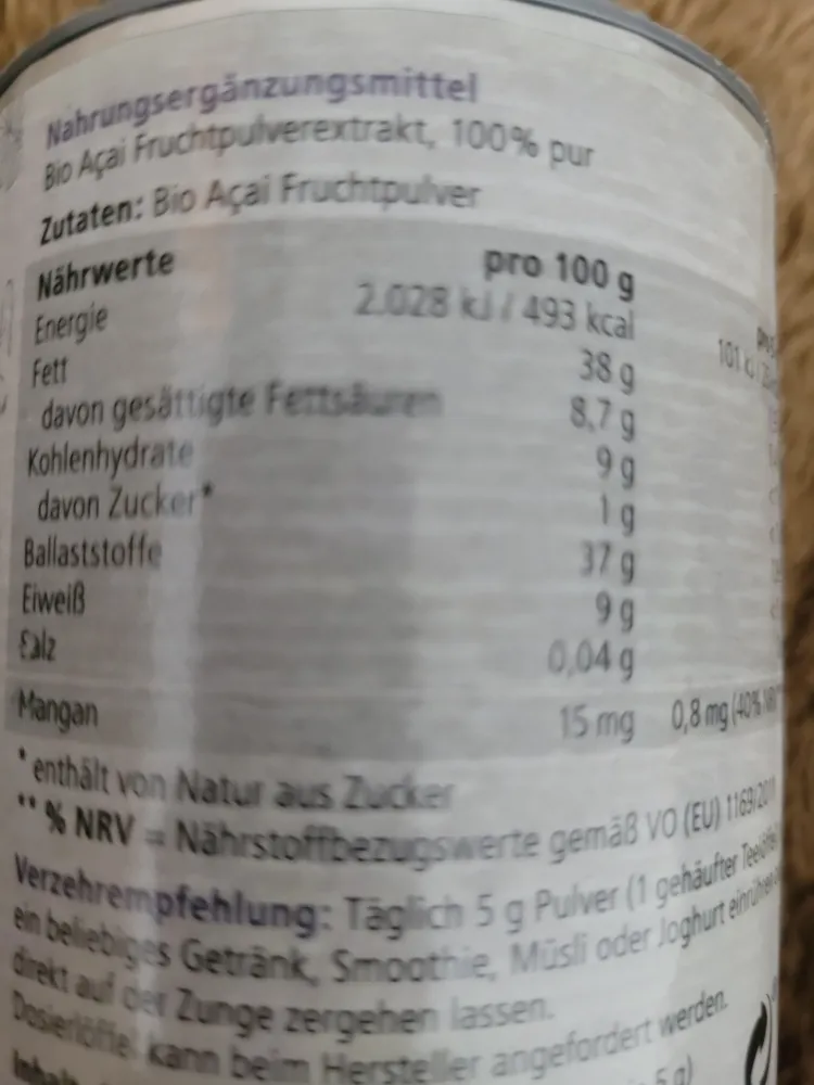 Bio acai konzentriertes, pures Fruchtpulver