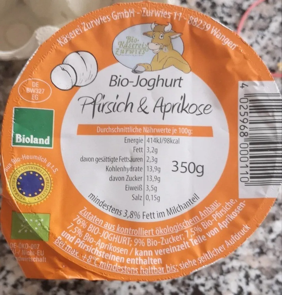 Bio-Joghurt Pfirsich und Aprikose