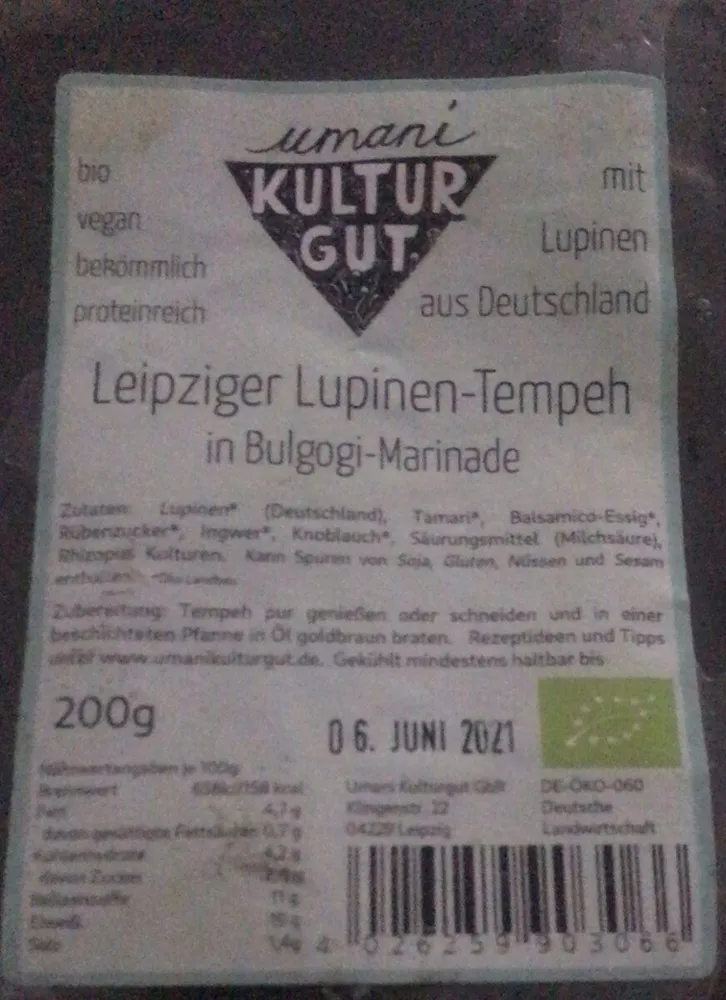 Leipziger Lupinen-Tempeh in Bulgogi-Marinade
