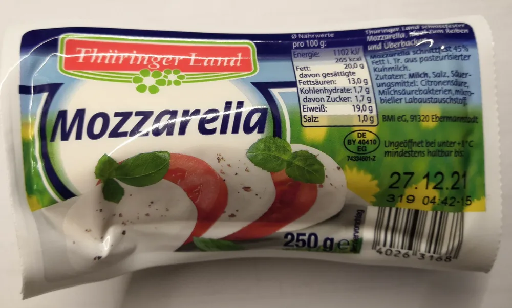Mozzarella, schnittfest
