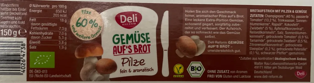 Gemüse auf's Brot Pilze