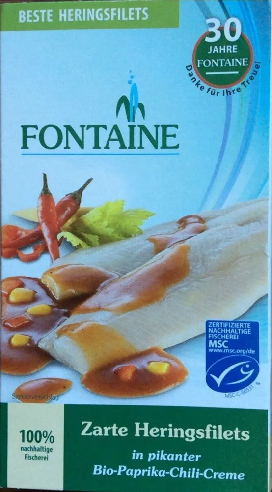Zarte Heringsjilets in pikanter Bio-Paprika-Chili-Creme