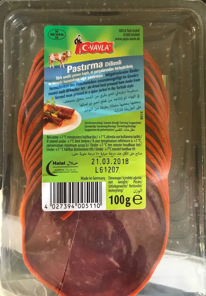 Pastirma Dilimli, Rinderformfleisch