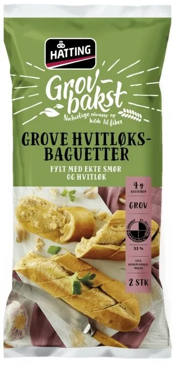 Hvitløksbaguetter Grove 350g Hatting