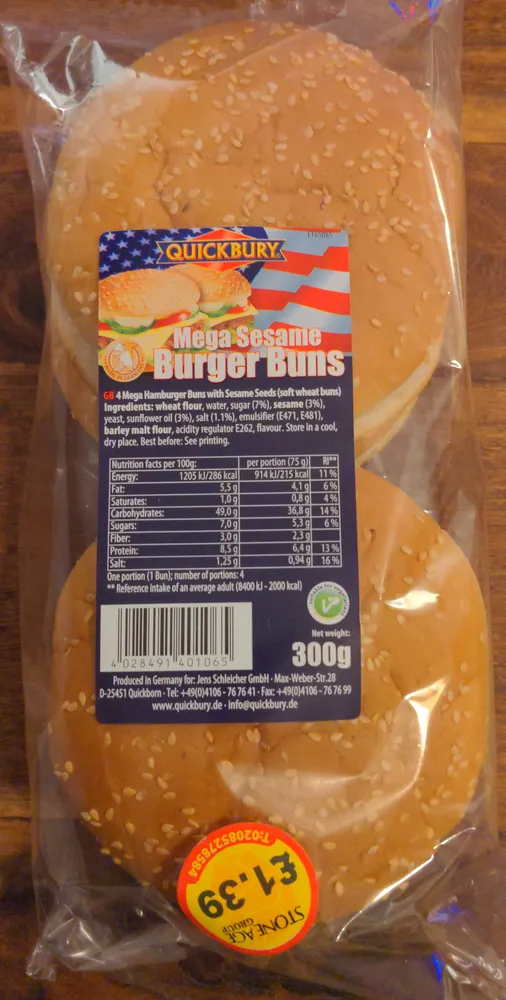 Mega Sesame Burger Buns