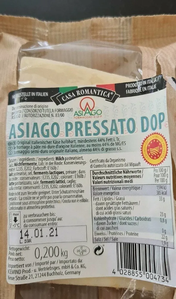 Asiago pressato dop