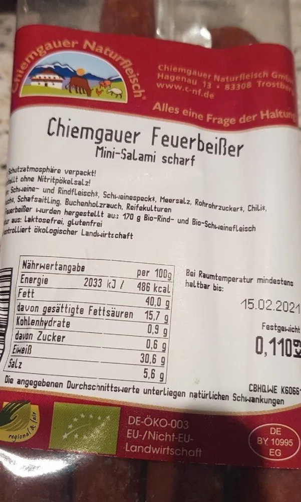 Chiemgauer Feuerbeißer Mini-Salami scharf