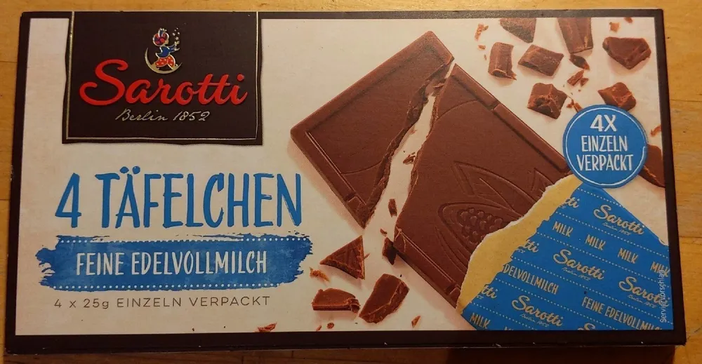 4 Täfelchen Feine Edelvollmilch