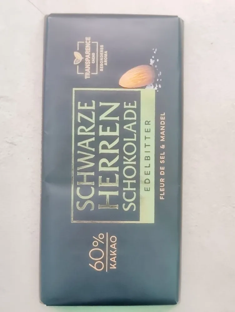 Schwarze Herren Schokolade Fleur De Sel & Mandel