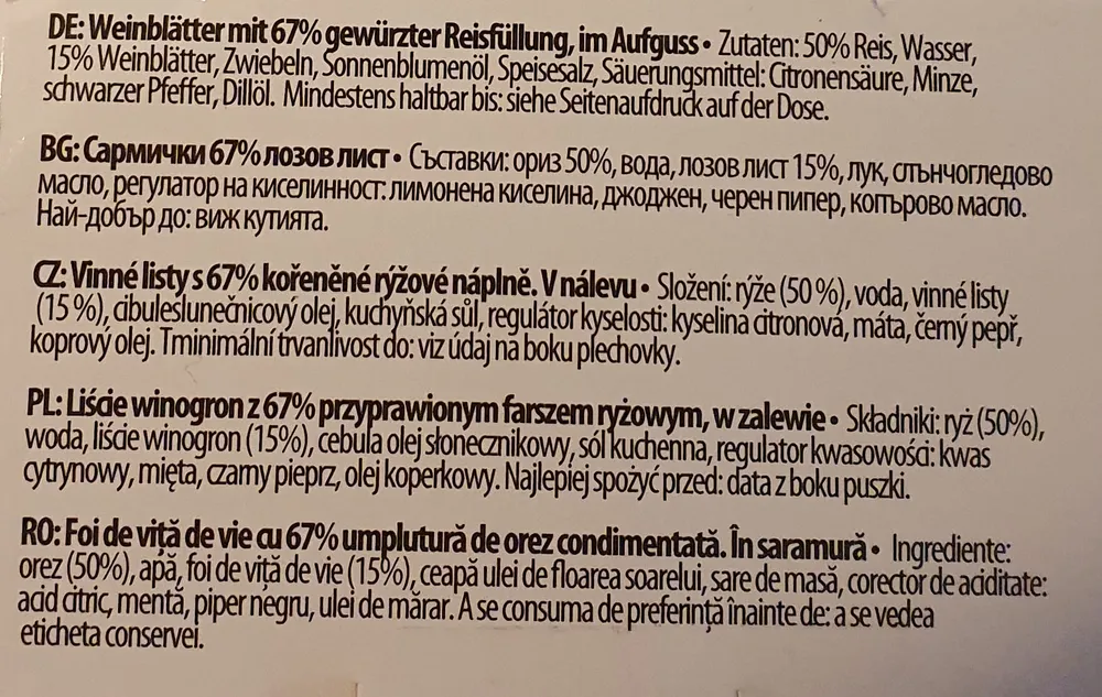 Weinblätter mit Reisfüllung