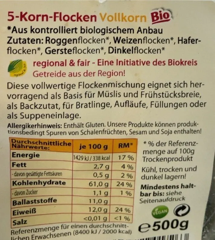 5 Korn Flocken Vollkorn
