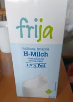 haltbare, fettarme H-Milch, 1,5 % Fett