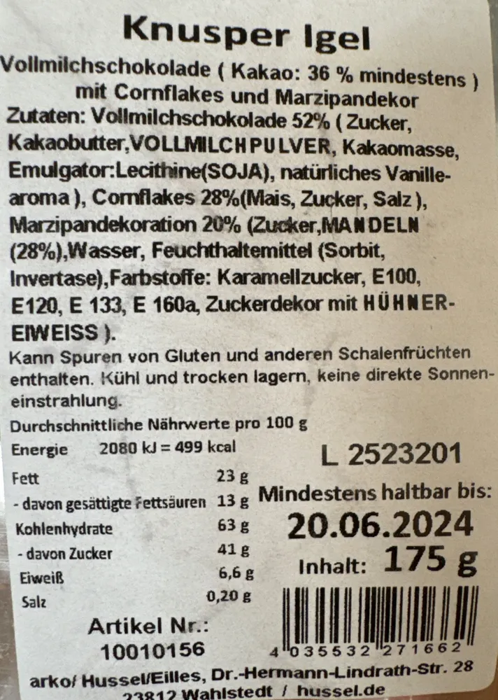 Vollmilchschokolade mit Cornflakes und Marzipandekor
