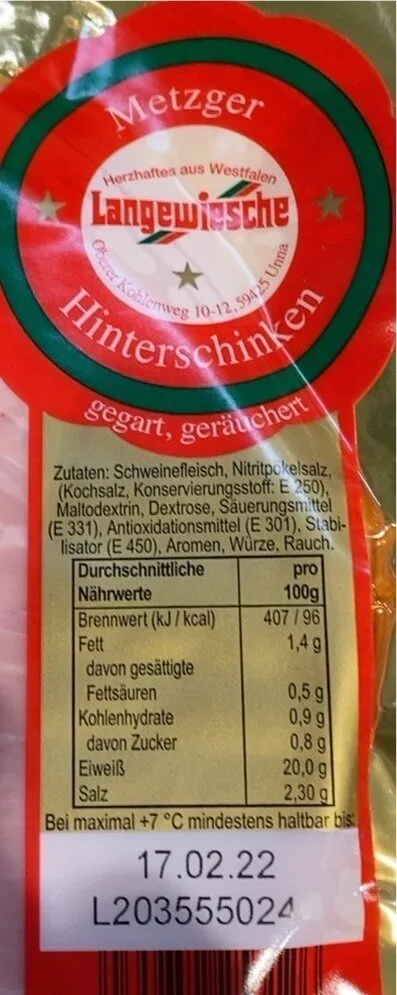 Metzger Hinterschinken