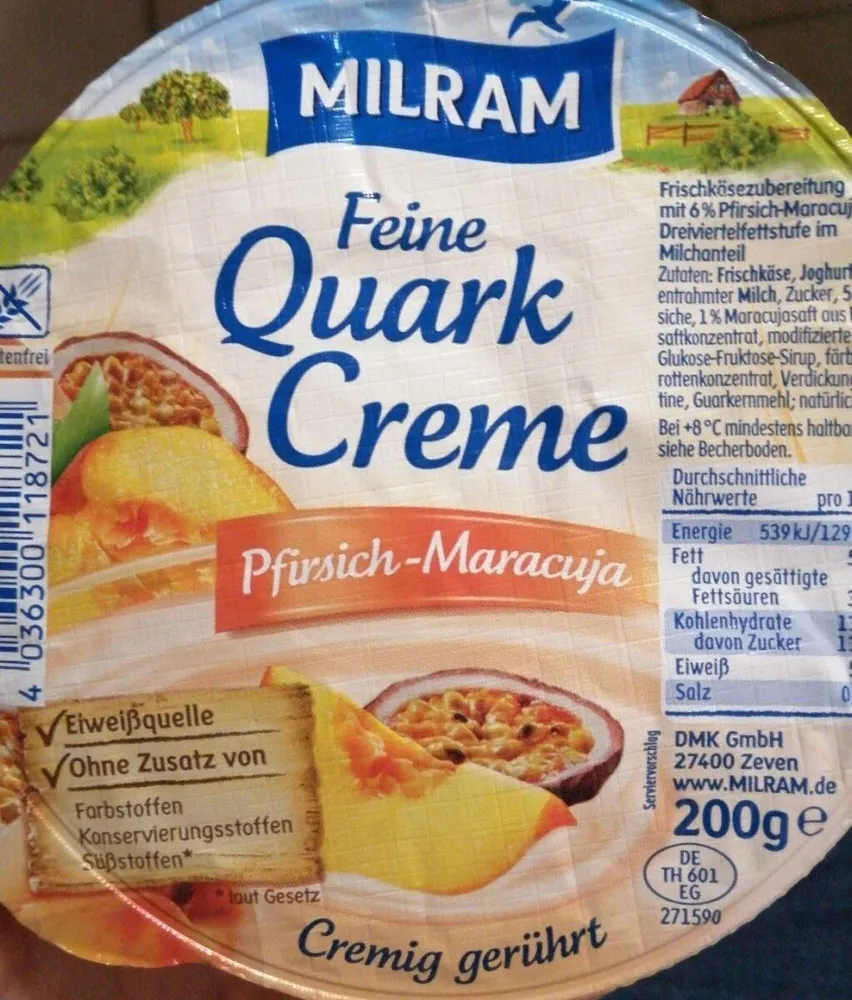 Feine Quark Creme, Pfirsich-maracuja