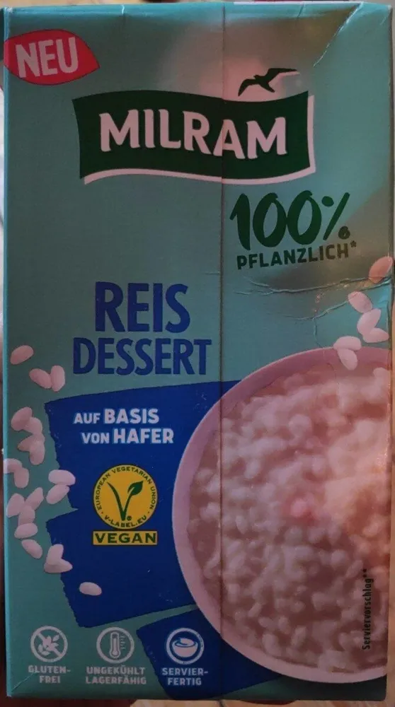 Reis Dessert auf Basis von Hafer