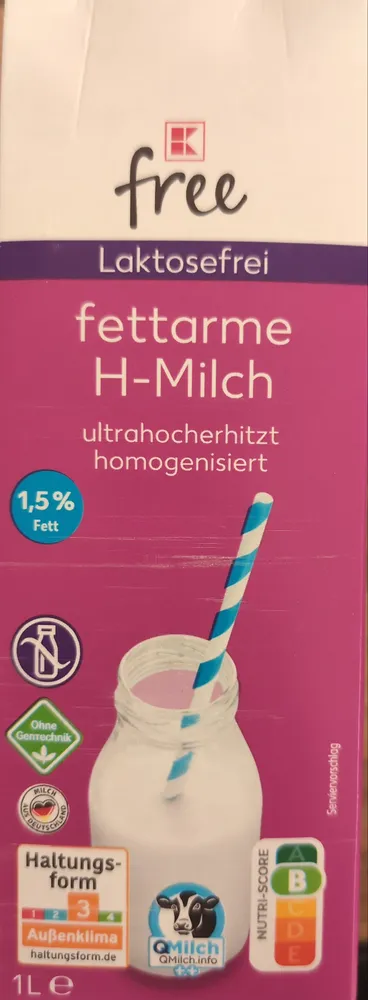 Laktosefrei fettarme H-Milch ultrahocherhitzt homogenisiert 1,5% Fett
