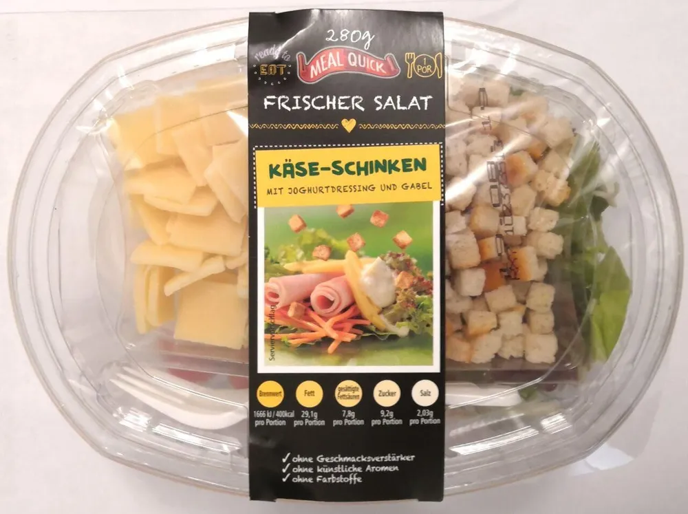 Salatbox Käse-Schinken mit Joghurt-Dressing