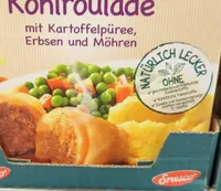 Erasco Kohlroulade mit Kartoffelpüree, Erbsen und Möhren