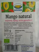 Mango Natural, Getrocknet, Nicht Gezuckert