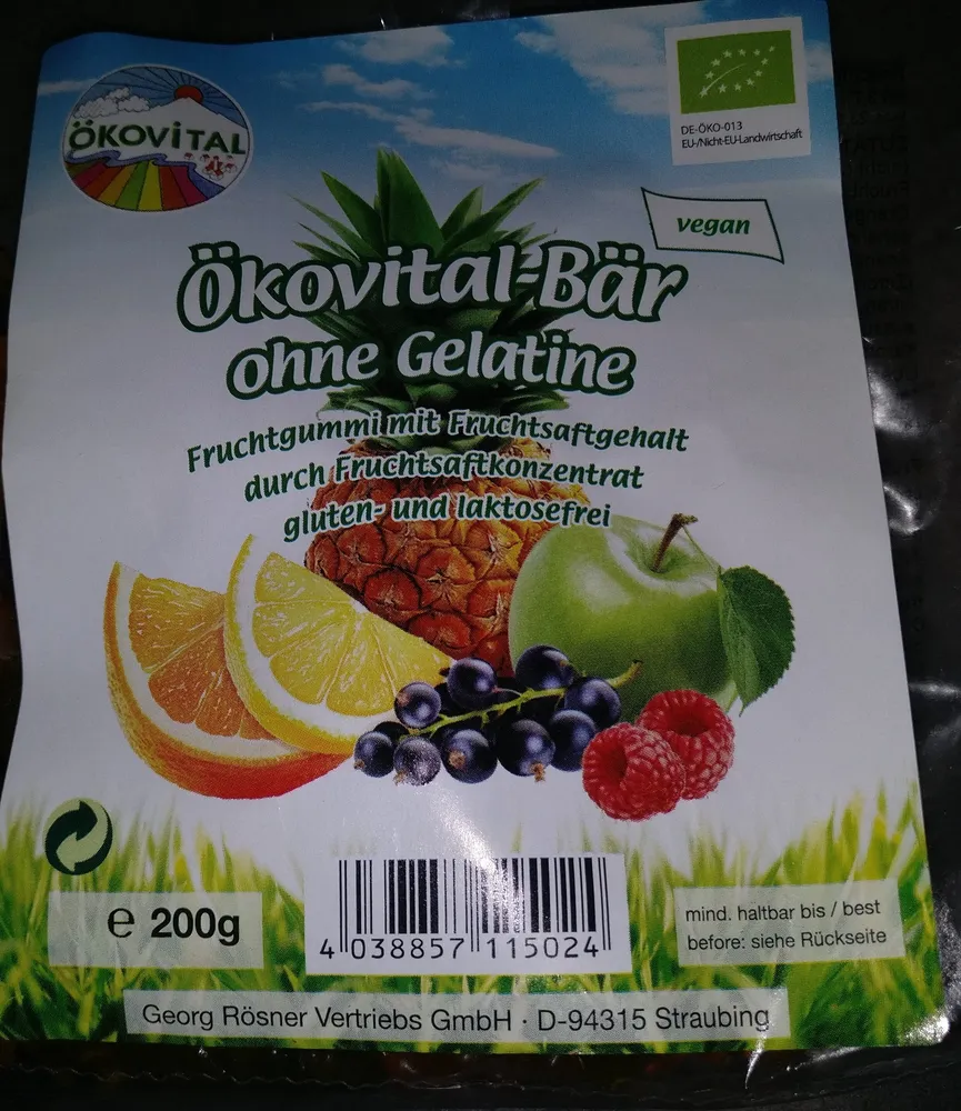 Ökovital-Bär ohne Gelatine
