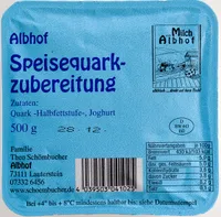Speisequarkzubereitung Halbfettstufe