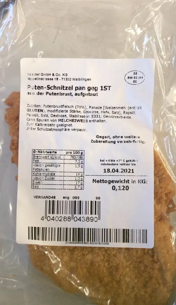 Puten-Schnitzel pan geg 1st
