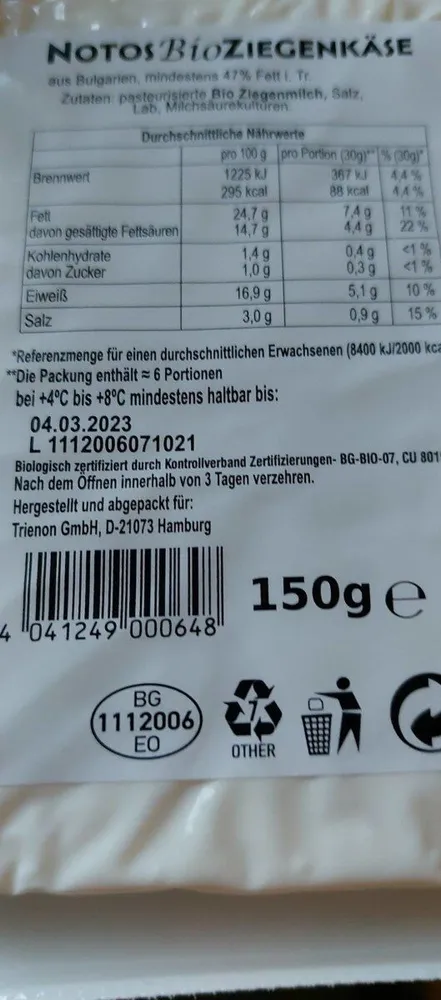 Notos bio ziegenkäse