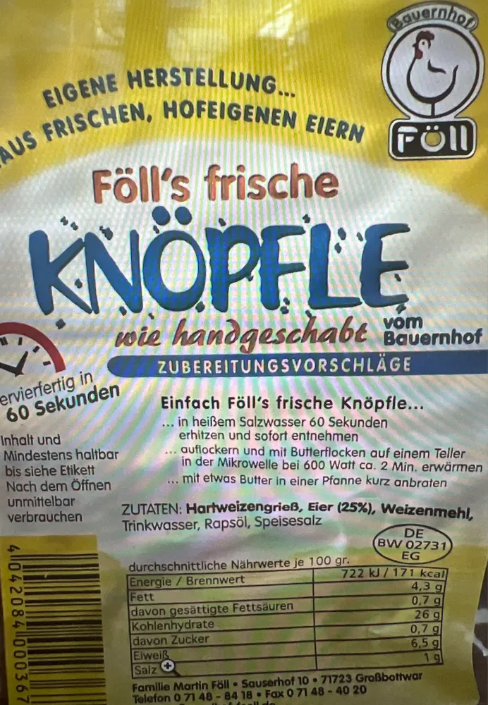 Knöpfle wie handgeschabt vom Bauernhof