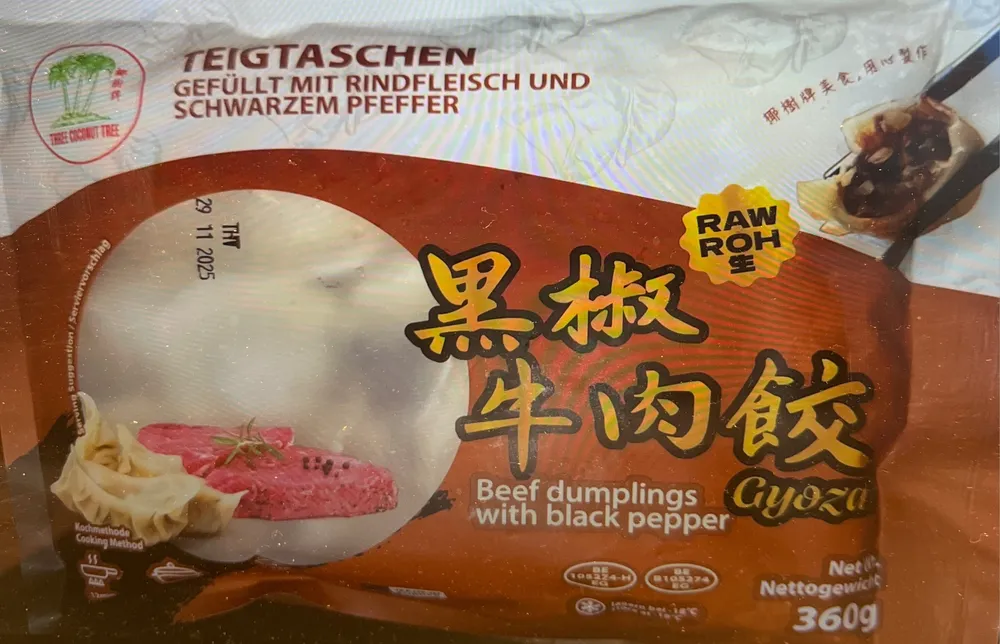 Teigtaschen Gefüllt mit Rindfleisch und schwarzem Pfeffer