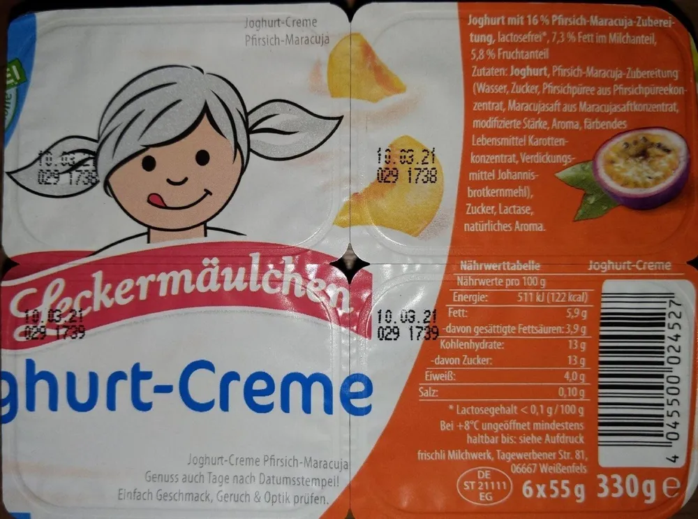 Joghurtcreme - Pfirsich-Maracuja