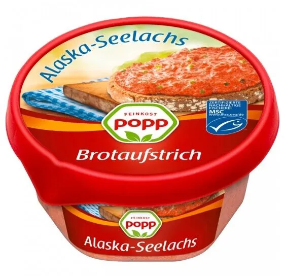 lidl Feinkost Popp FISCH Alaska Seelachs Brotaufstrich Aus der Kühlung 1.99€ 250g Becher 1kg 7.96€