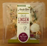 Linsen Salat mit Ziegenkäse in Senf-Dressing