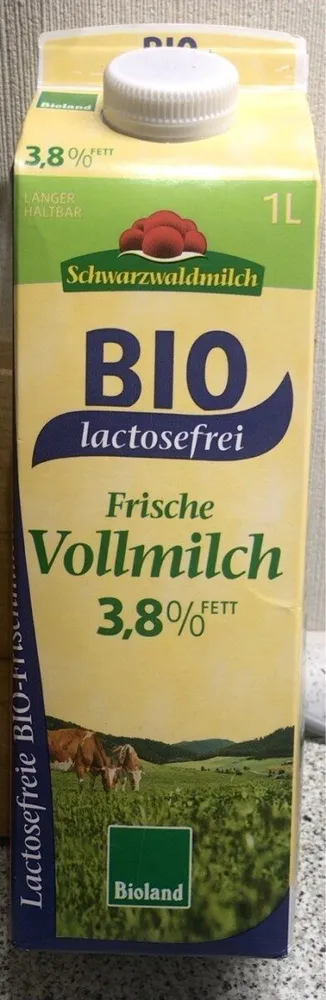 Frische Vollmilch 3,8% BIO Lactosefrei