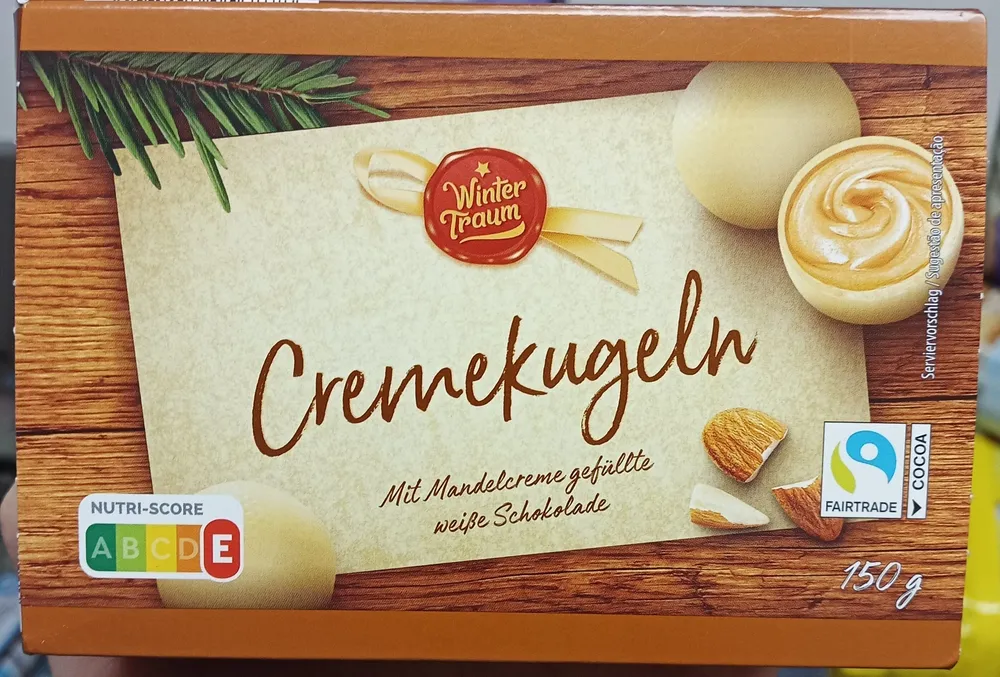 Cremekugeln mit Mandelcreme Füllung in weißer Schokolade