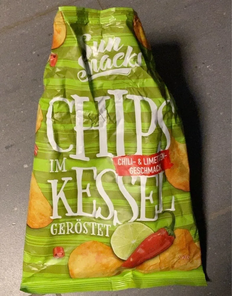 Chips im Kessel geröstet Chili- und Limettengeschmack