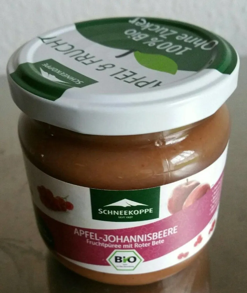 Apfel-Johannisbeere Fruchtpüree mit roter Bete