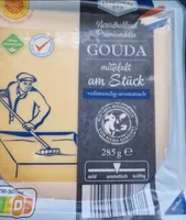 ALDI MEINE KÄSETHEKE Gouda Holland am Stück Mittelalt; leicht pikant; mind. 4 Monate gereift; 51 % Fett i. Tr. Aus der Kühlung Dauertiefpreis 4.49€ 450-g-Packung 1kg 9.98 €