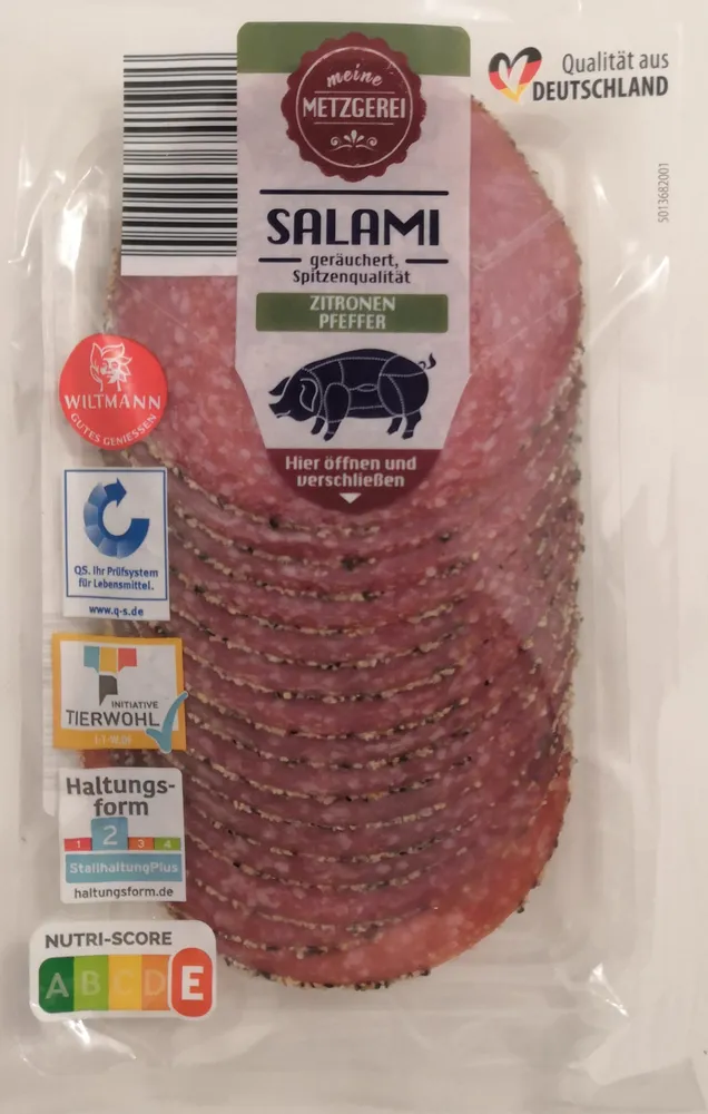 Salami mit Zitronenpfeffer, geräuchert