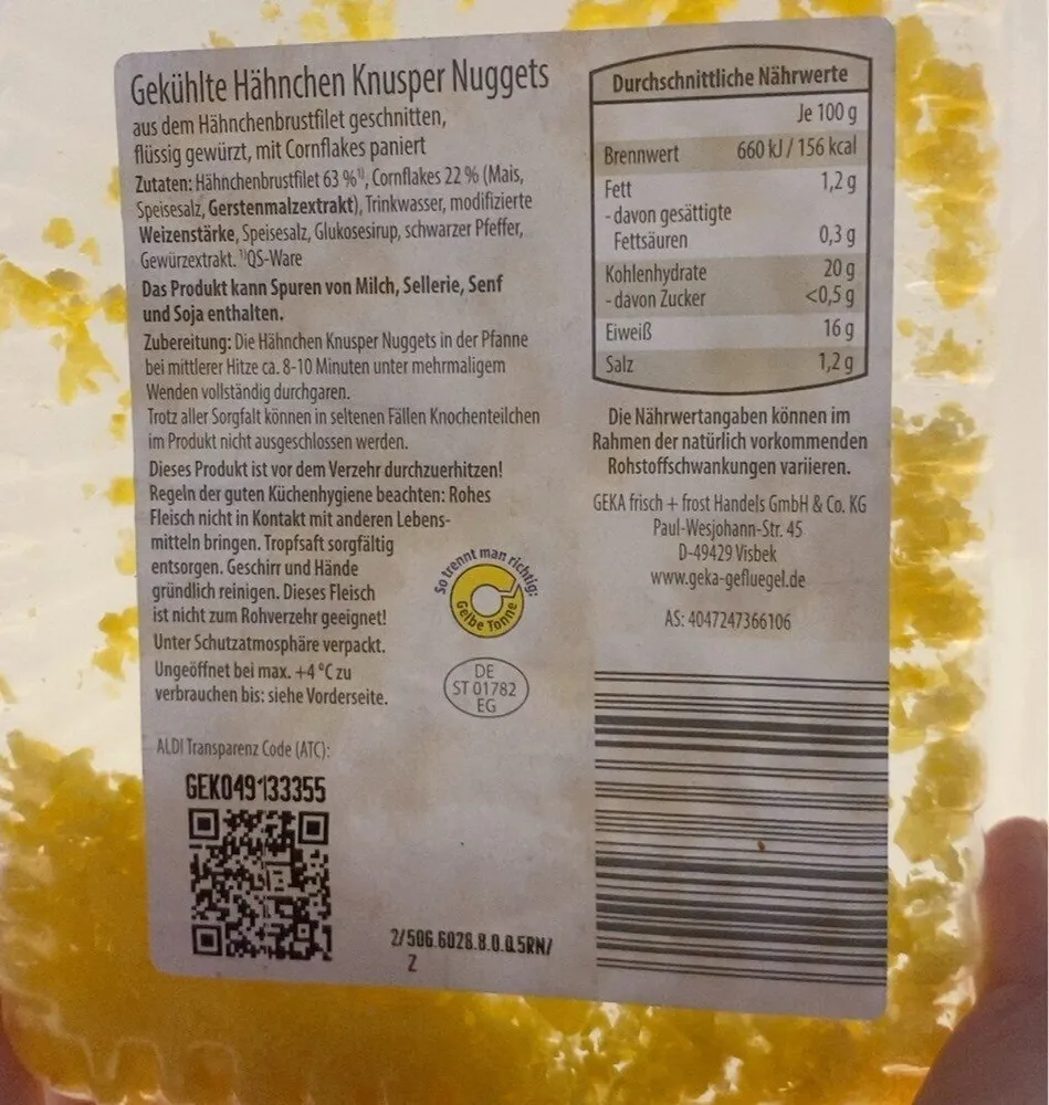 Gekühlte Knusper Hähnchen Nuggets