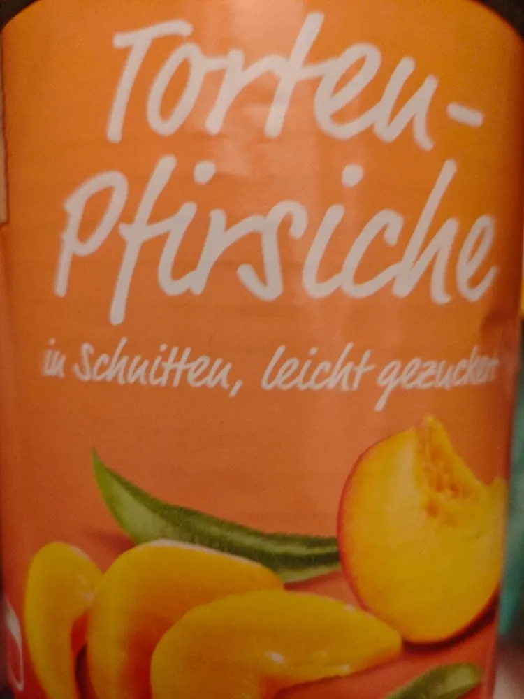 Torten-Pfirsiche in Schnitten, leicht gezuckert