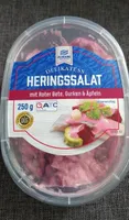 ALDI ALMARE Fisch Heringssalat Mit Roter Bete, Gurken und Äpfeln Aus der Kühlung 1.29€ 250g Packung 1kg 5.16€